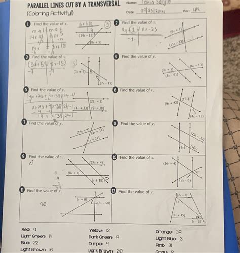 PDF About this resource : This activity is a fun way for students to review the vocabulary and skills associated with parallel lines that have been cut by a transversal. Use as a quick assessment, homework assignment or just a fun break from the regular worksheet. Answer key included!. 