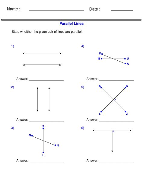 Parallel lines worksheet