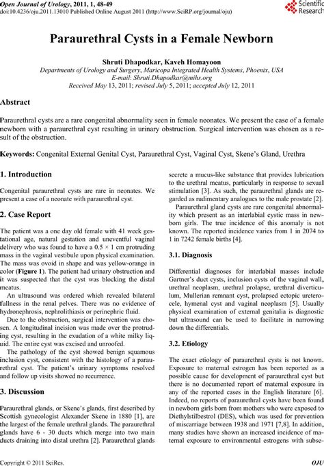 Paraurethral Cysts in a Female Newborn