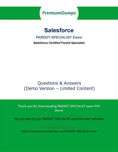 Pardot-Specialist PDF Demo