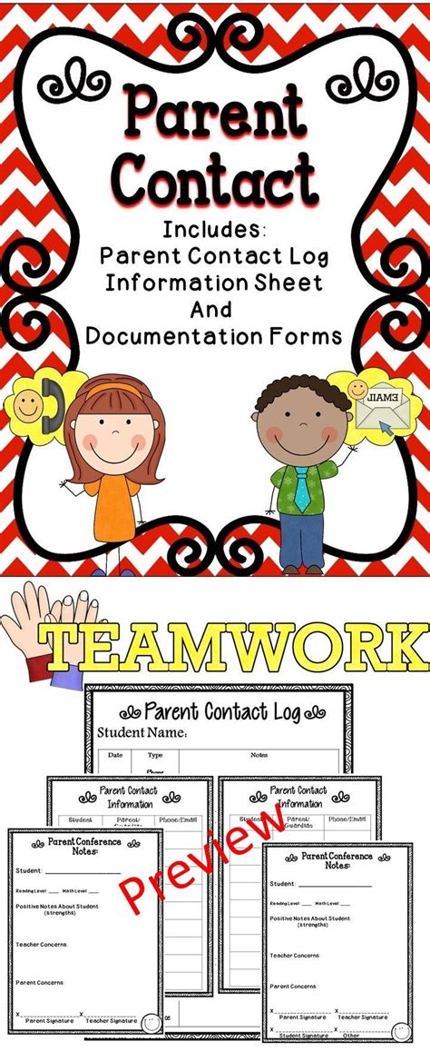 Parent Contact Forms A great tool to use in your classroom to build