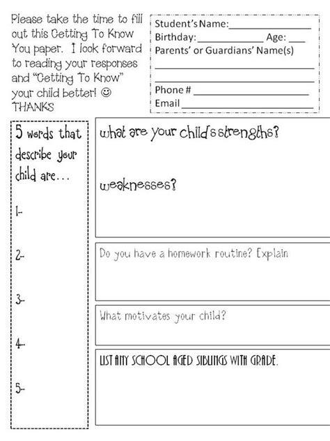 Parent Expectation Form Anna Schmidt Student Data Resource Folder