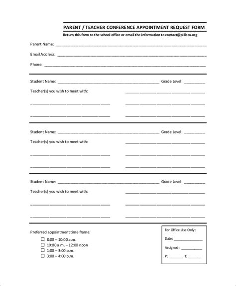 Parent Teacher Conference Request Form Printable Printable Forms Free