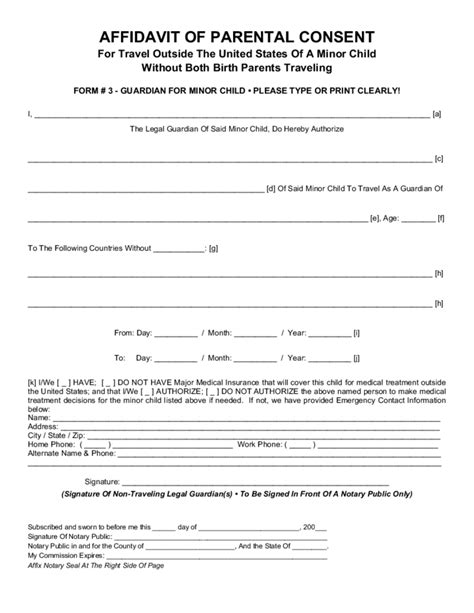 Parental consent form for travel. In this form, a parent is required to give consent to their child working within the restrictions set by the legislation and provides information about when their child is required to be at school. Once the form has been completed and signed by a child’s parent, this form is to be given to the child’s employer or prospective employer … 