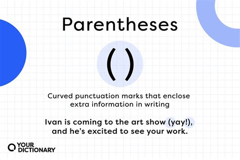 目次 隠す. 「parenthesis」の意味 (noun) 【多くの場合、説明や追加情報を提供するために文に追加され、コンマ、括弧、またはダッシュによって文の主要部分から区切られているコメント】意味として使われています。. 和訳：【括弧】. 「parenthesis」の様々な ...