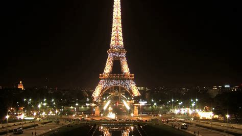 Paris Eiffel Tower Night Light Show Timelapse Video Free Stock ...