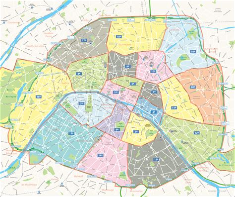 Paris map showing arrondissements. Check our Paris metro map. Bus network. Download printable Paris bus network map. Arrondissements. The city is divided into 20 arrondissements, its administrative subdivisions with each a separate city hall and a zip code. As example, the zip code of the 1st arrondissement is 75001. Locate most city top sights on the Paris Arrondissement … 