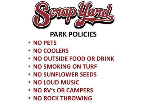 Park Policies - Scrap Yard Sports