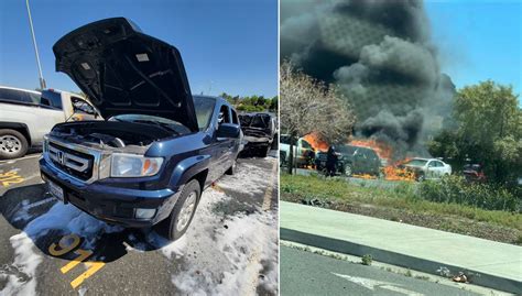 Parked cars on fire in Antioch BART parking lot, firefighters responding