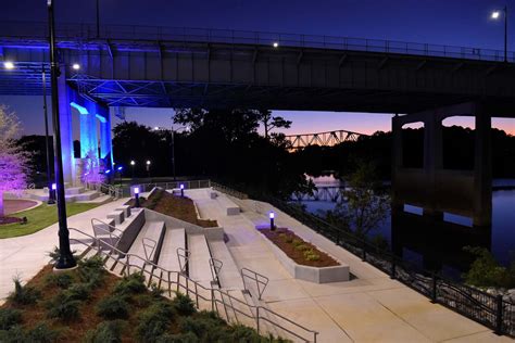 Power. Public restrooms. parking. Pet friendly (leash is required) Walking Track. Green Space. River-viewing areas. Pavillion. Plaza area. stage. lighting. Submit a Special Event …. 