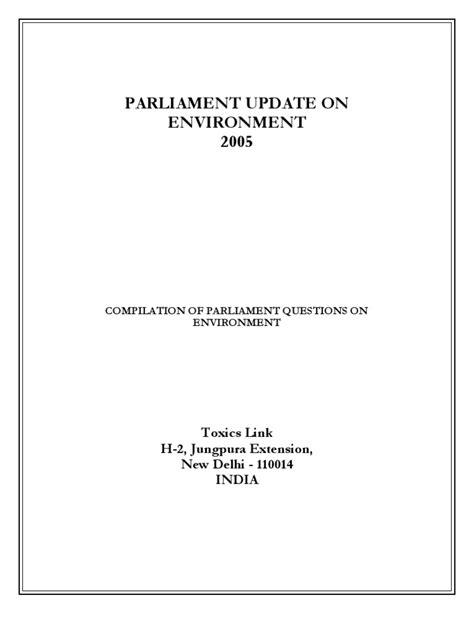 Parliament Update on Environment 2005