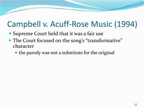 Parody and Fair Use: Campbell v Acuff-Rose Music (1994)