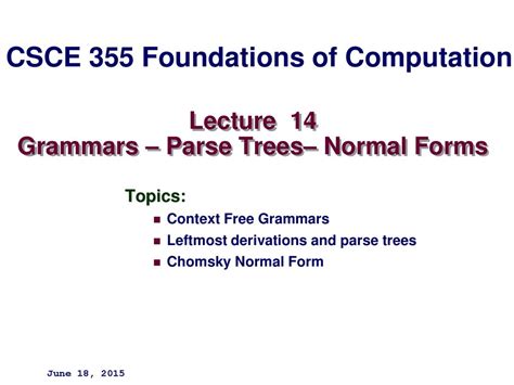 Parse Trees and Chomsky Normal Form - Cheriton School of …