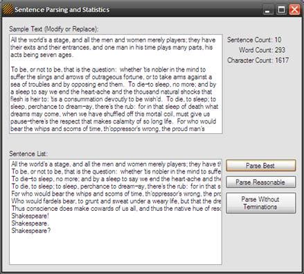 Parsing Sentences and Building Text Statics in C# - CodeProject