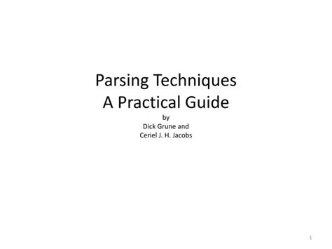 Read Online Parsing Techniques A Practical Guide By Dick Grune