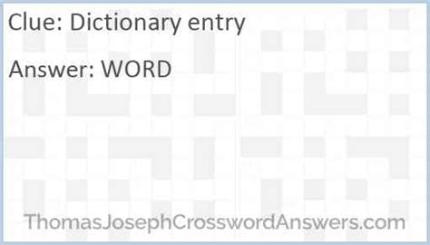 Part of a dictionary entry Crossword Clue and Answer