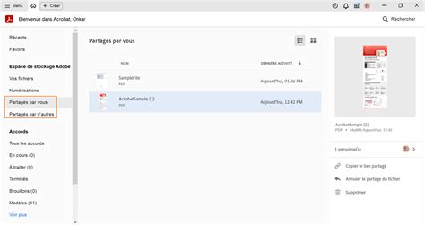 Partage de fichiers en ligne avec Adobe Acrobat