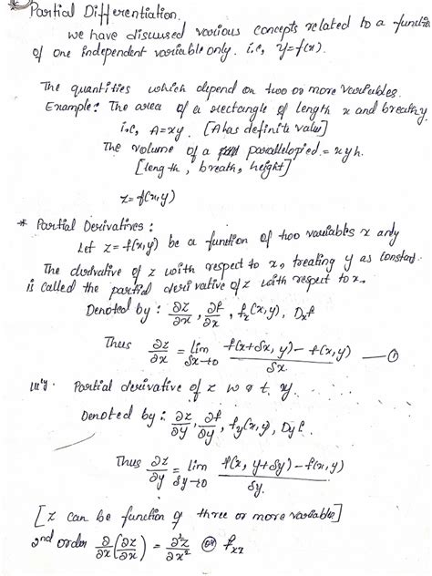 Partial Differentiation Maths Notes.. PDF