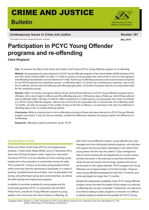 Participation in PCYC Young Offender programs and re-offending