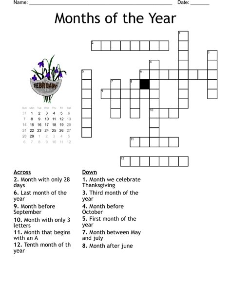 Part of a year Crossword Clue. The Crossword Solver found 30 answers to "Part of a year", 4 letters crossword clue. The Crossword Solver finds answers to classic crosswords and cryptic crossword puzzles. Enter the length or pattern for better results. Click the answer to find similar crossword clues .