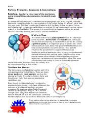 Parties Primaries Caucuses And Conventions Worksheet Answers
