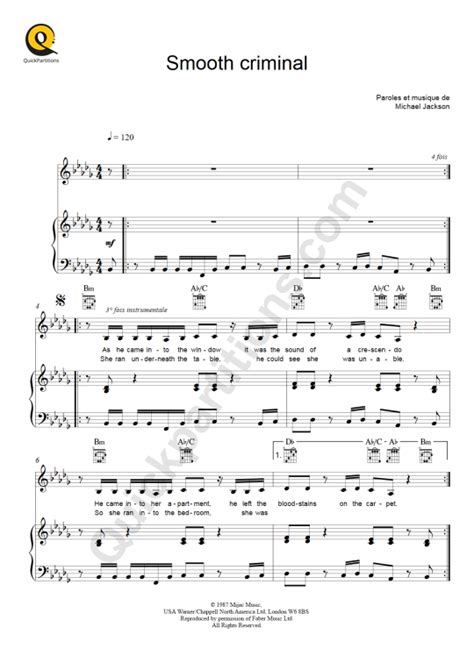 Partition piano smooth criminal