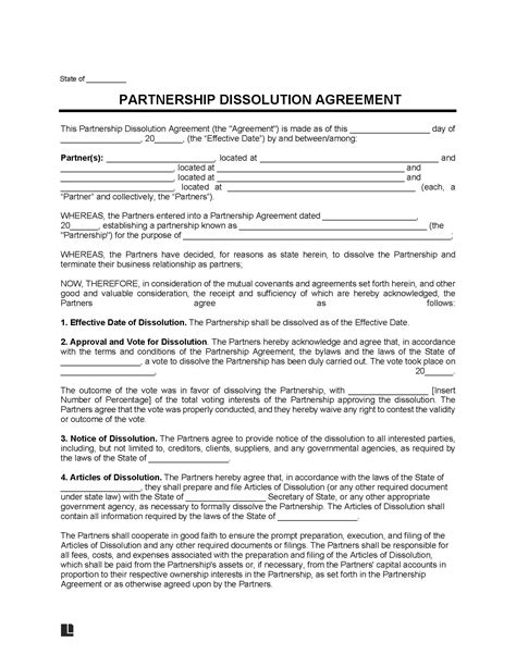 Partnership Dissolution Agreement Plan