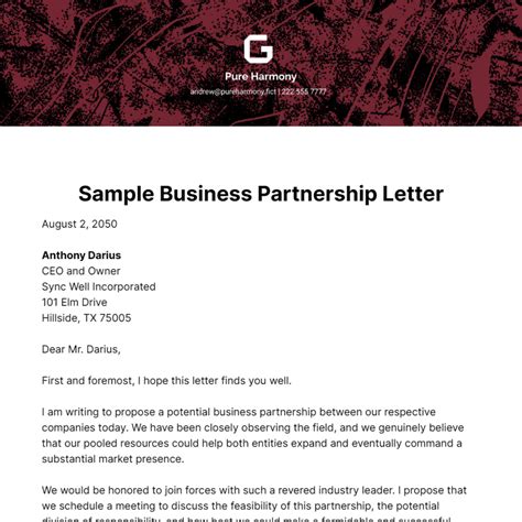 Partnership Letter Template