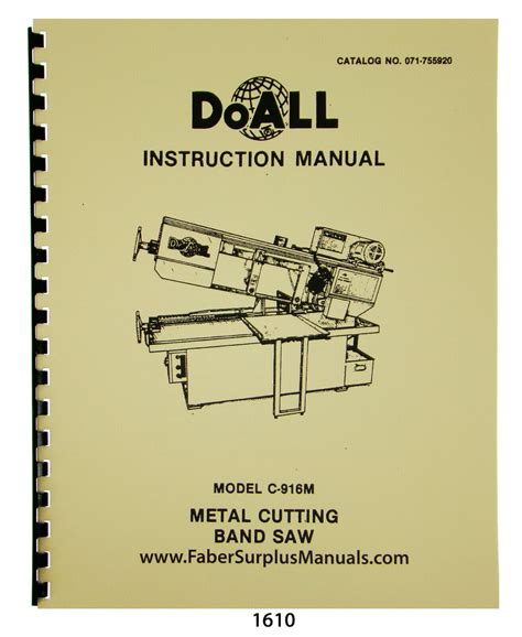 Parts and instruction manual doall sawing. - Pope toro electronic timer tap manual.