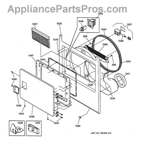 Parts for GE DPXH46EA3WW: Front Panel & Door Parts