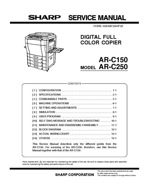Parts list manual sharp ar c250 digital copier. - Ona prima wire edm electrical manual.