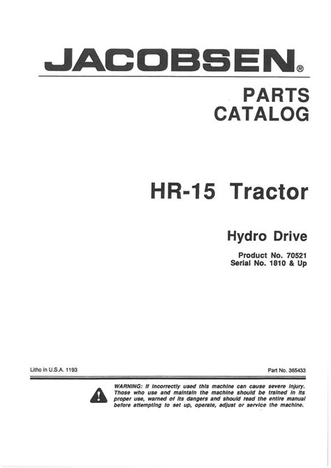Parts manual for jacobson hr 15. - Lg gr r463jca refrigerator service manual.