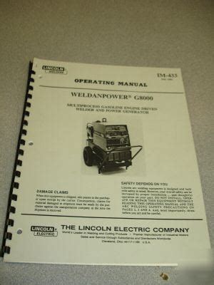 Parts manual for lincoln weldanpower g8000. - Yamaha golf cart g2 g9 electric gas service repair manual.