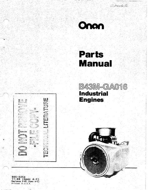 Parts manual for onan engines b43m ga016. - Brown sharpe micro xcel cmm manual.