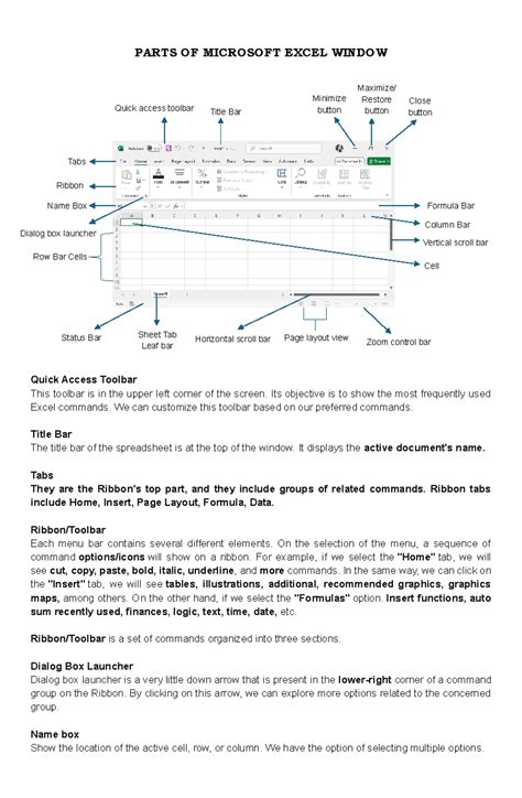 Parts of MS Excel Window Quick Access Toolbar This toolbar is located