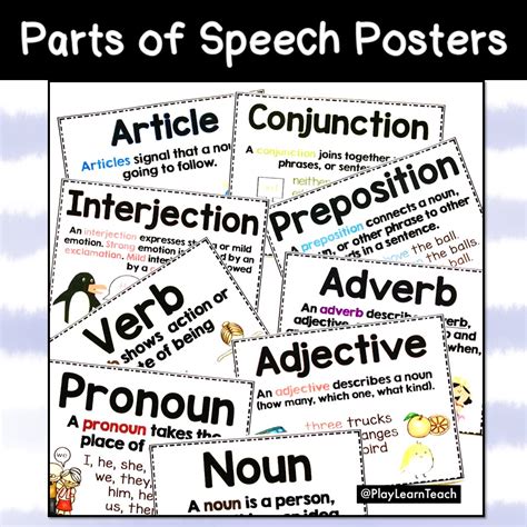 Parts of speech chart printable.  This FREE Parts of Speech anchor chart ...