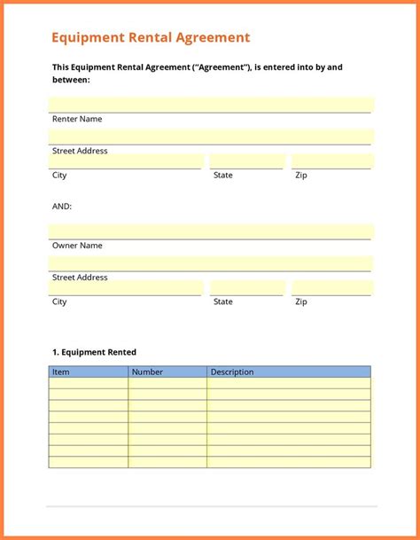 Party Equipment Rental Agreement Template Great Professional Template