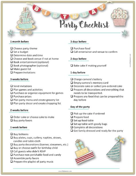 Party Food List Template