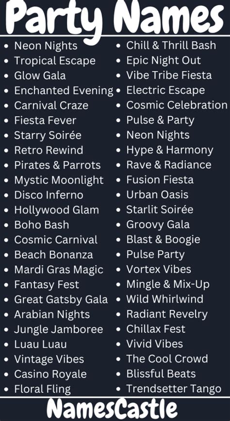 Party names generator.  Instant and easy to use.  Create compelling names now! We woul...