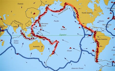 Pasifik ateş çemberi dünya haritası