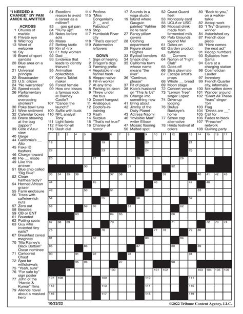 Oct 14, 2022 · Crossword Clue. The crossword