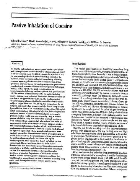 Passive inhalation of cocaine - PubMed