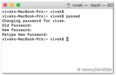 Password change command in unix