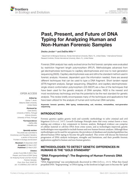 Past, Present, and Future of DNA Typing for Analyzing Human and Non