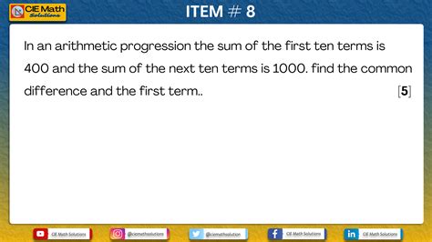 Past Paper Items on Arithmetic and Geometric Sequences and Series CIE