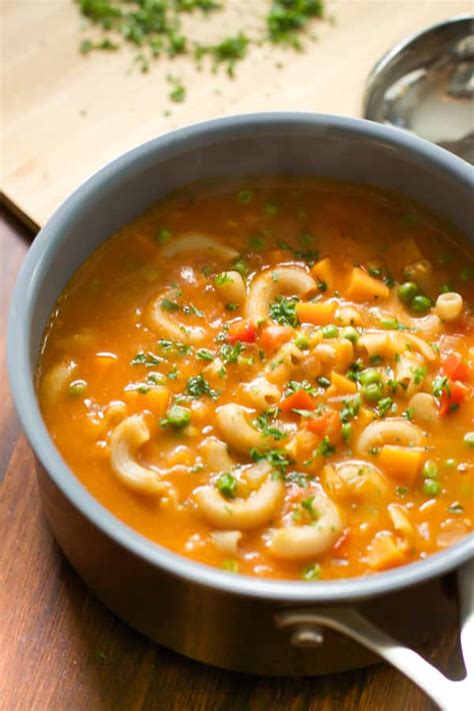 Pasta Soup with Sweet Potato and Peas - Primavera Kitchen