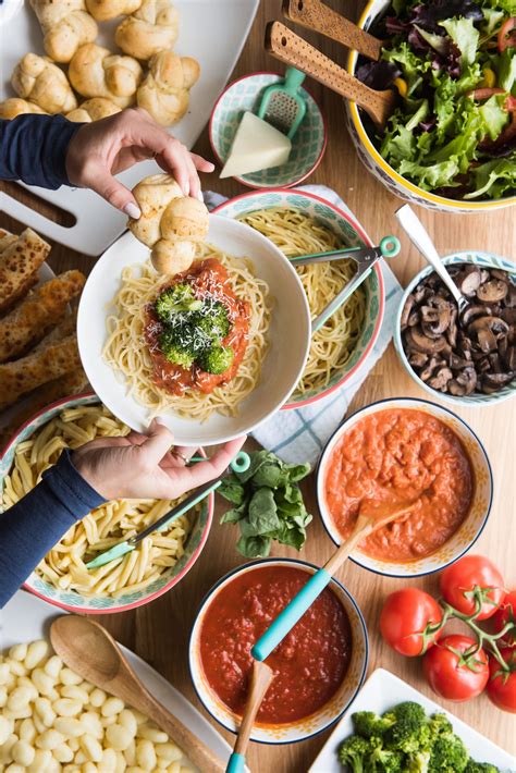 Pasta bar. A pasta bar is a simple DIY meal idea that's bound to impress your diner... Hosting a dinner party? Create a build-your-own pasta bar with options for everyone! 