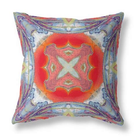 Pastel Floral Squares Suede Zippered Pillow Blue Orange …