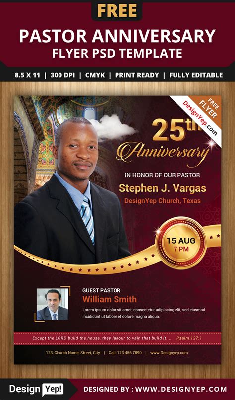 Pastor Anniversary Flyer Template