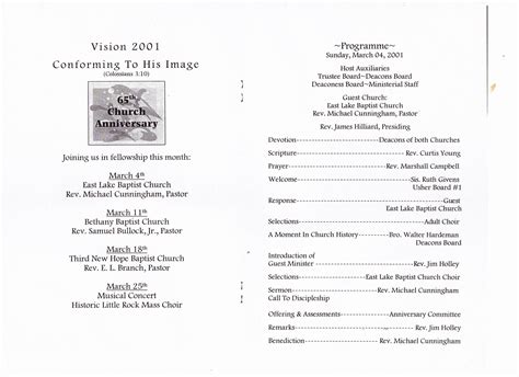 Pastor Anniversary Program Outline